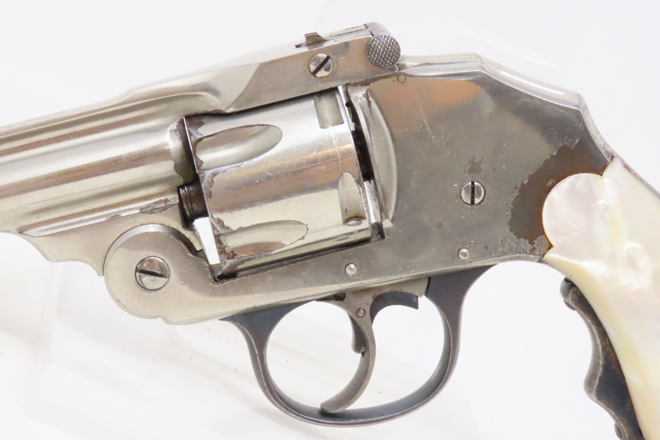 Iver Johnson Safety Hammerless Revolver With Pearl Grips And Box 10 10