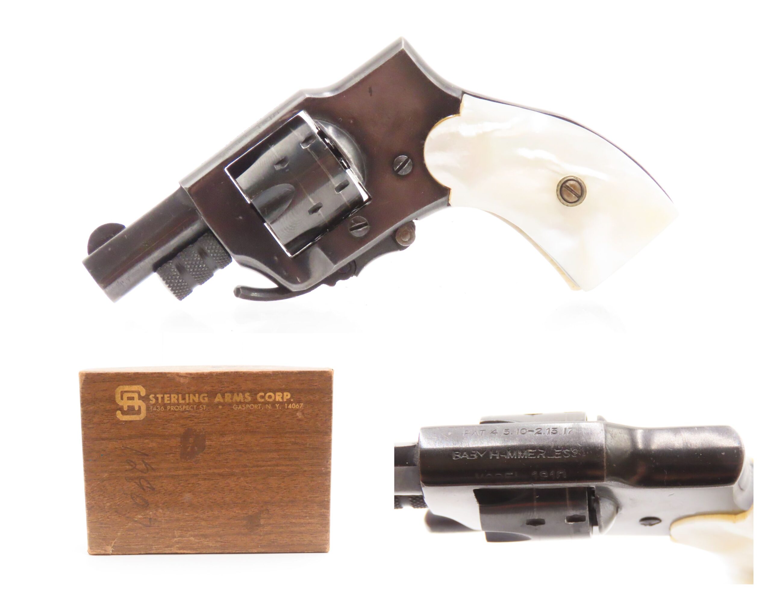 Boxed Kolb M Baby Hammerless Rf C R Snub Nose Revolver Pearl