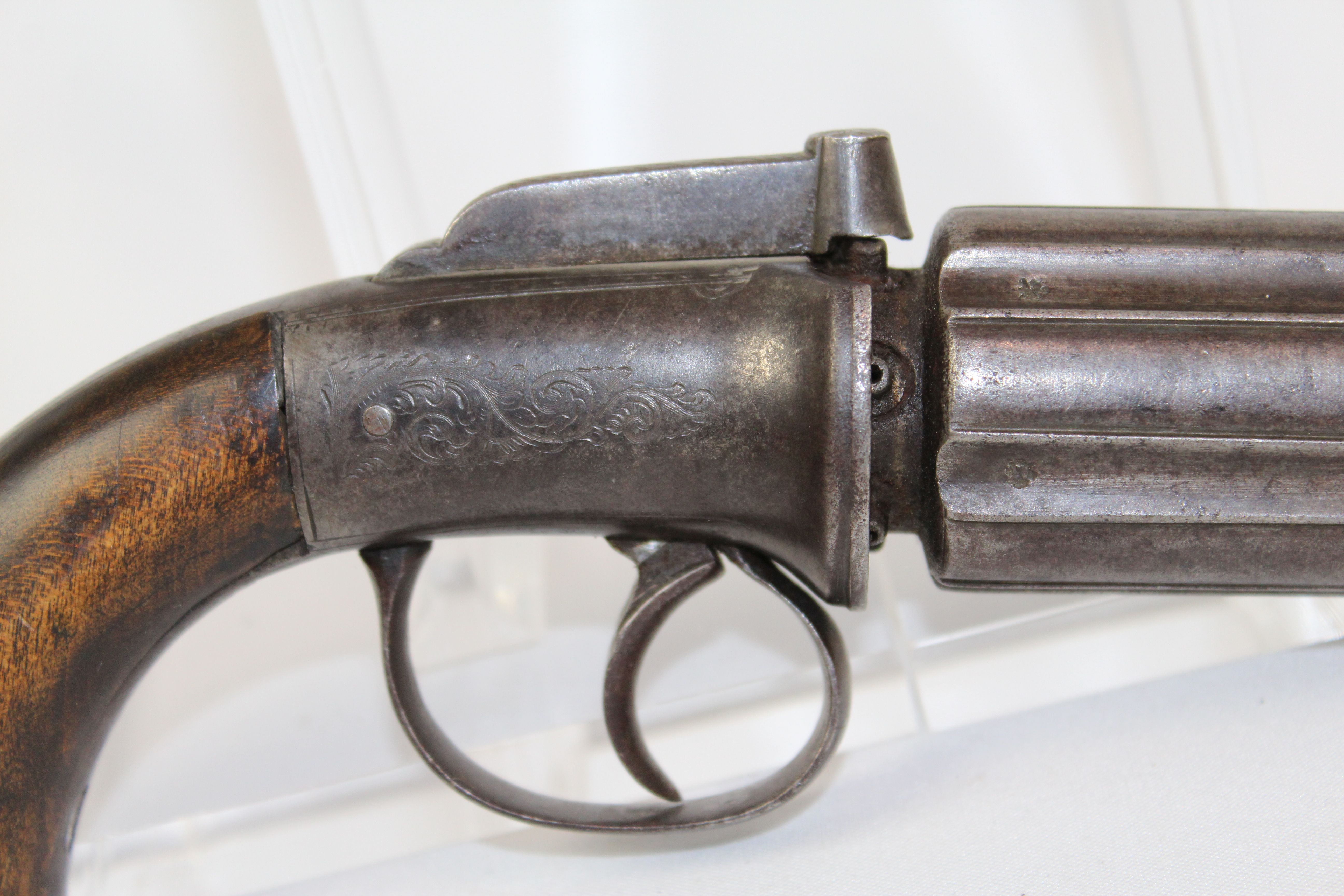 British English Percussion Pepperbox Revolver Pistol Antique Firearms ...