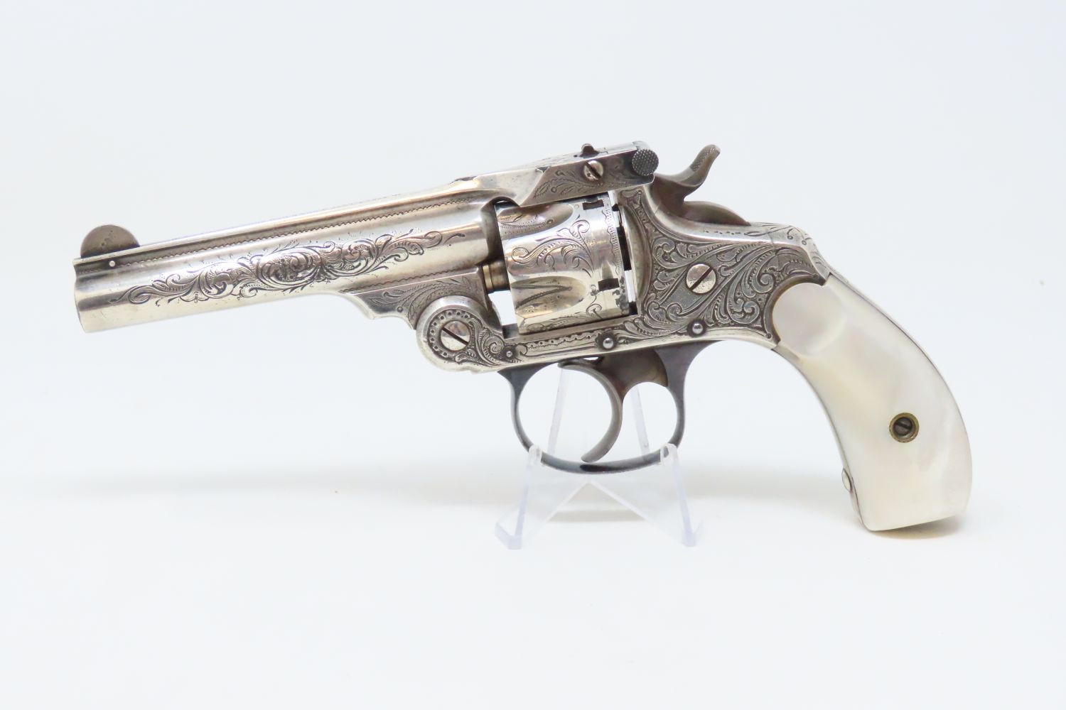 Engraced Smith & Wesson .32 Double Action Revolver with Pearl Grips 10. ...