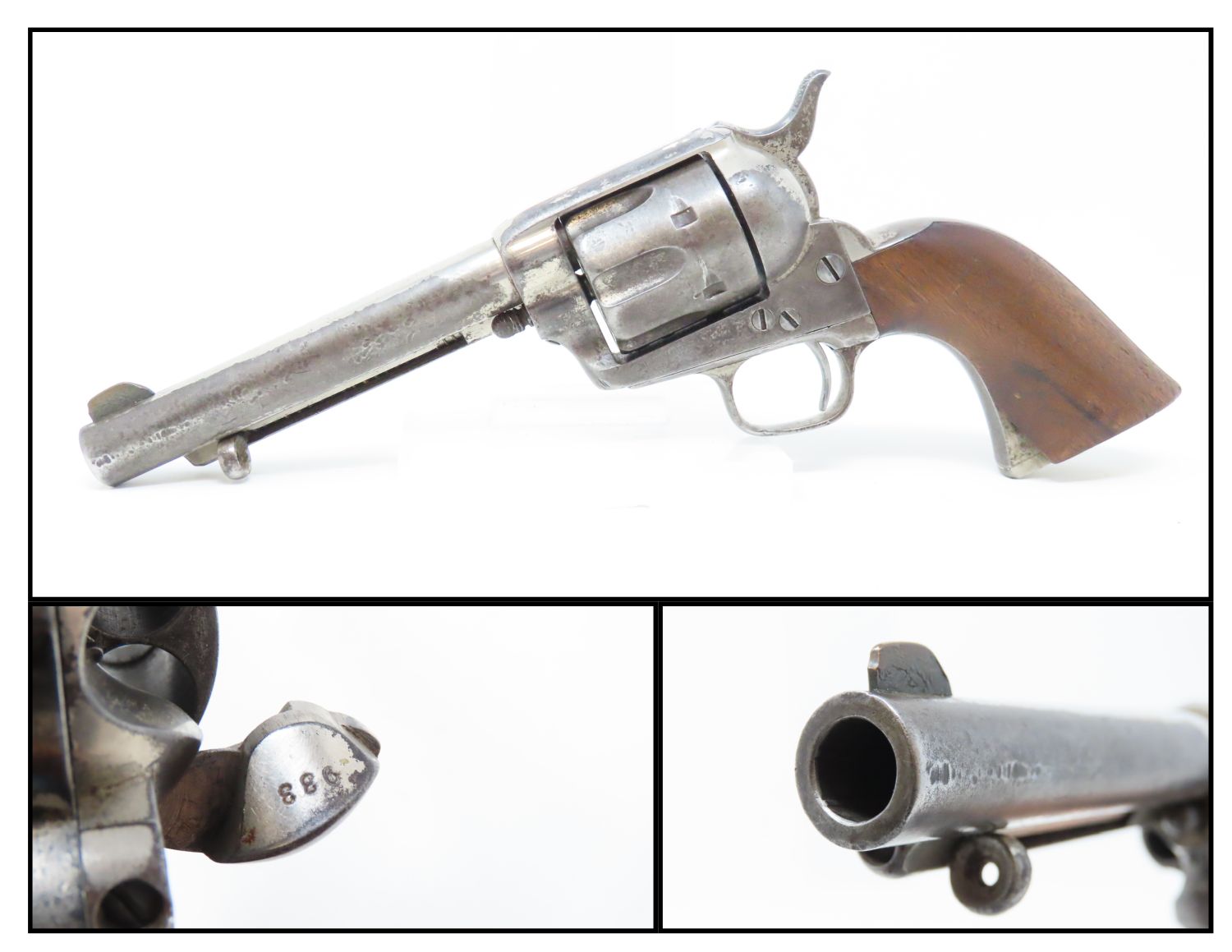 Nickel Plated Colt Black Powder Frame Single Action Army Revolver 5.18. ...