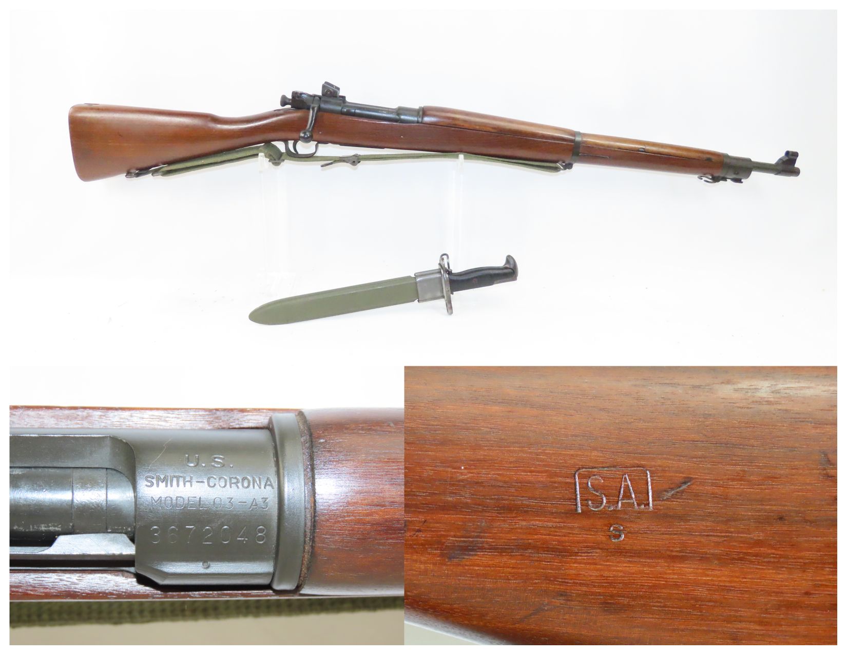 U.S. Smith Corona MOdel 1903 A3 Bolt Action Rifle with bayonet 6.14 C ...