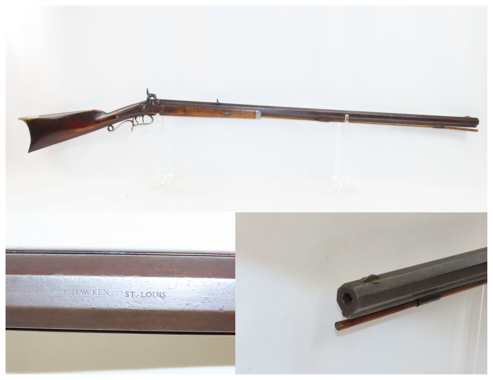 American Half Stock Percussion Rifle with S. hawken St. Louis Marked ...