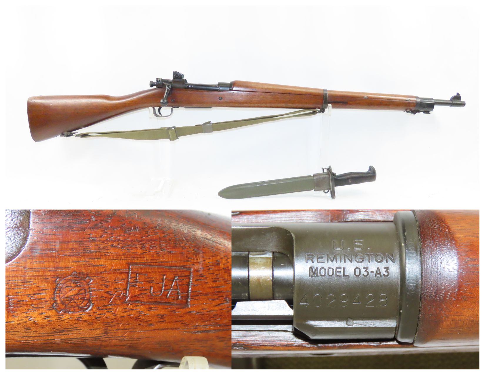 U.S. remington Arms Model 1903A3 Rifle with bayonet 9.12 C&RAntique001 ...