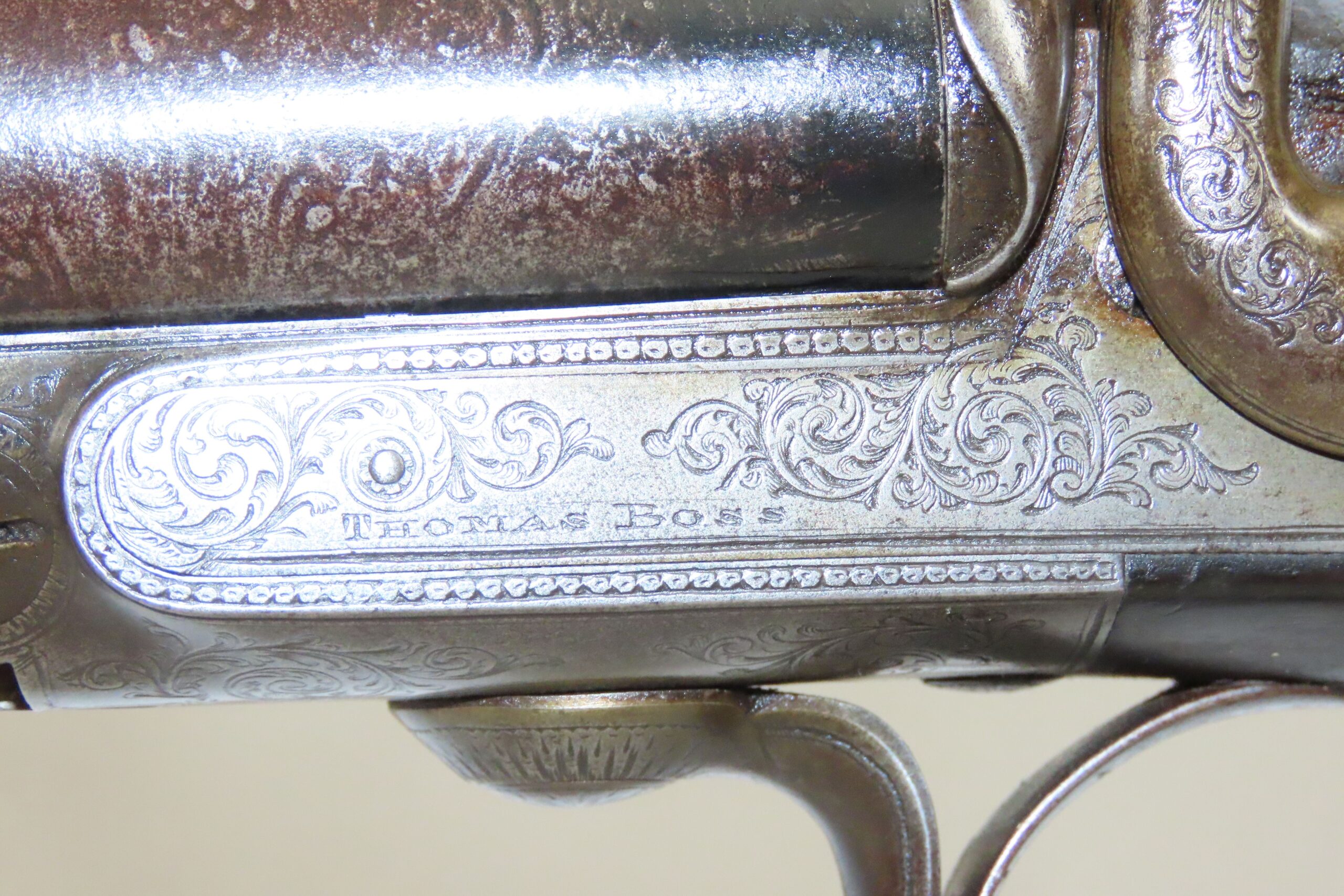 Engraved Thomas Boss 12 Bore Pinfire Double barrel Rotary Underlever ...