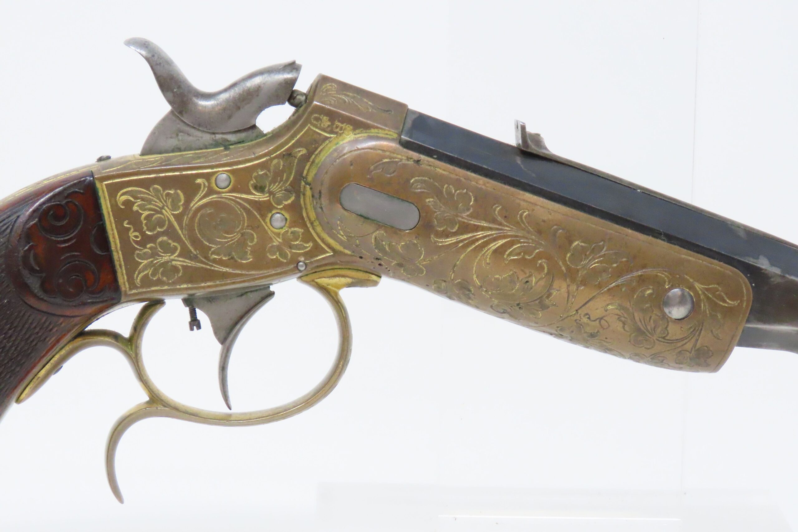 Engraved Gilt German Proofed Flobert Style Single Shot Parlor Pistol 120 Candrantique017 5512