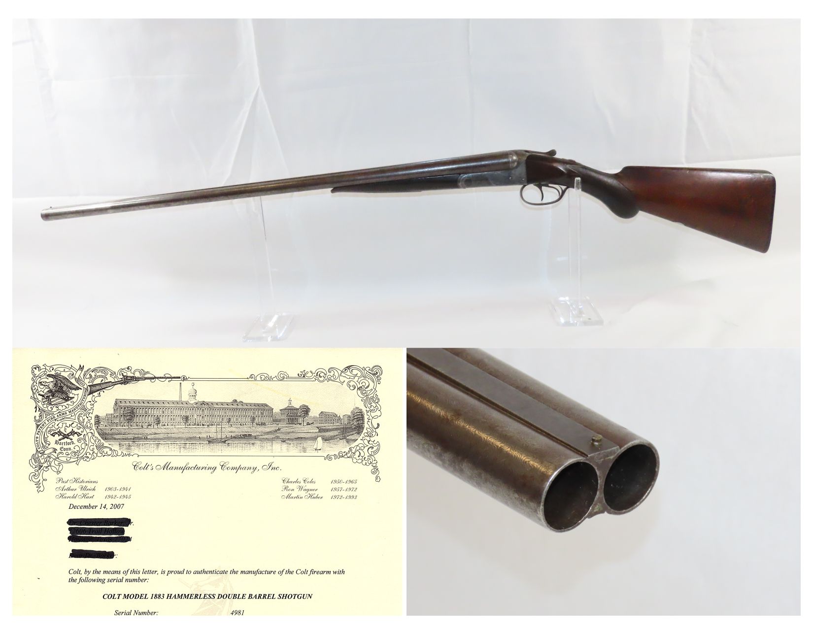 Colt Model 1883 Double Barrel Shotgun with Factory Letter 11.16 C ...