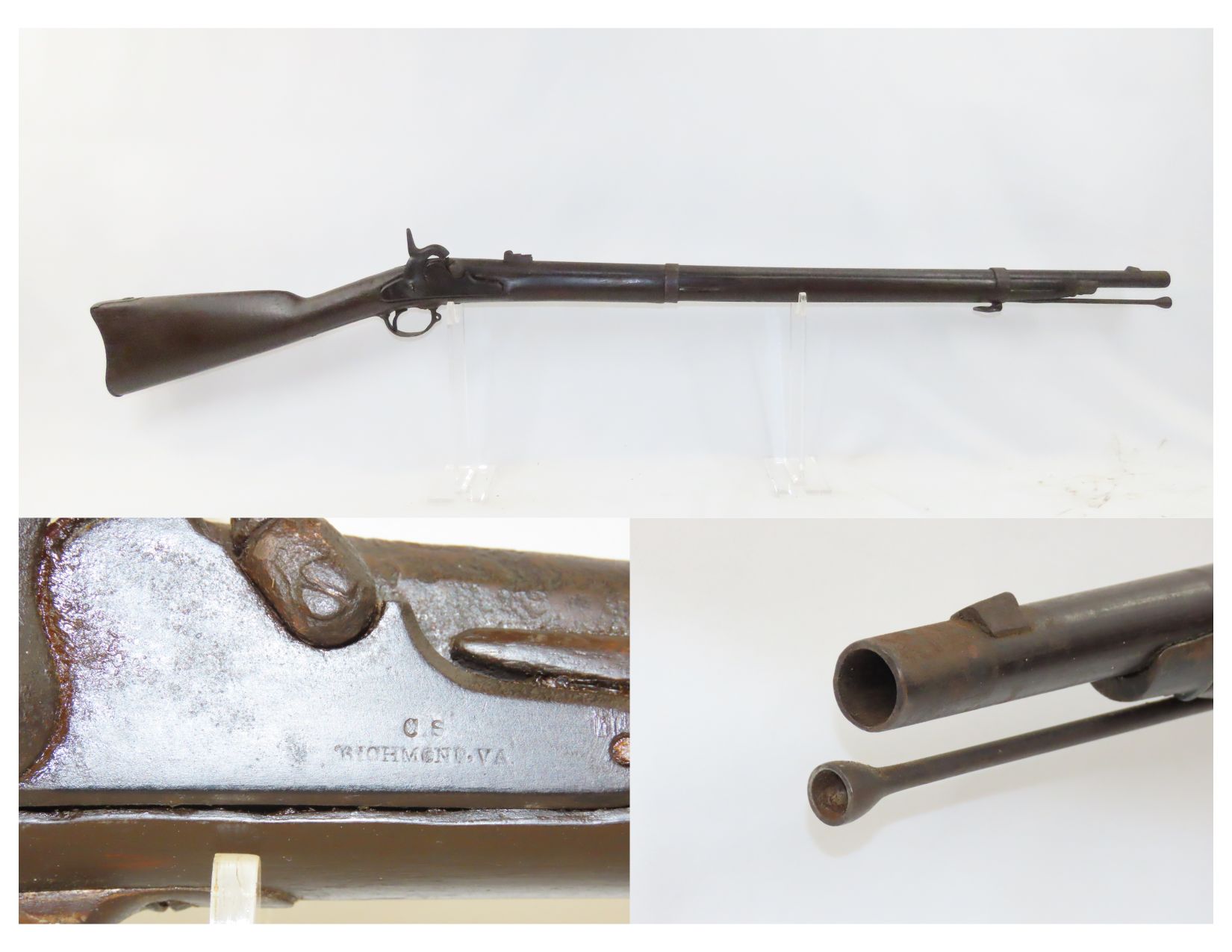 Smooth Bored Two Band Rifle with C.S. Richmond Confederate Markings 6. ...