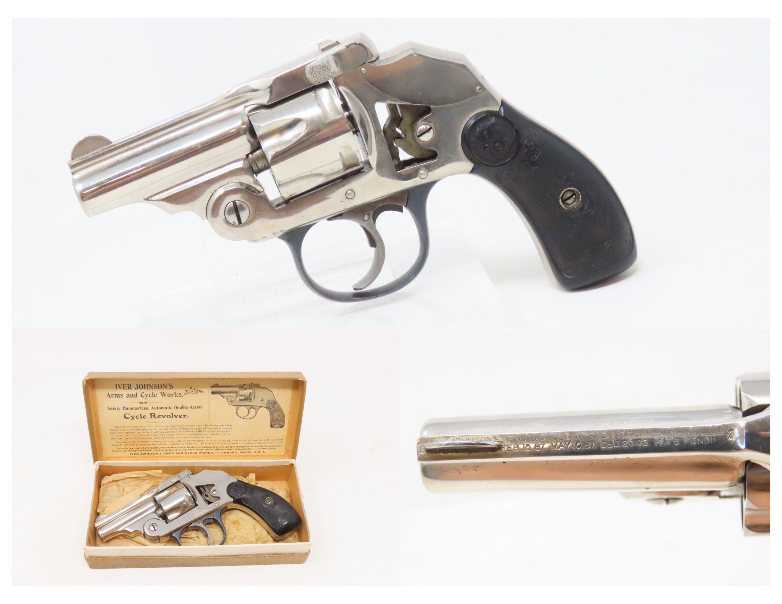 Iver Johnson Factory Cutaway Safety Cycle Revolver with Box 10.10 C ...