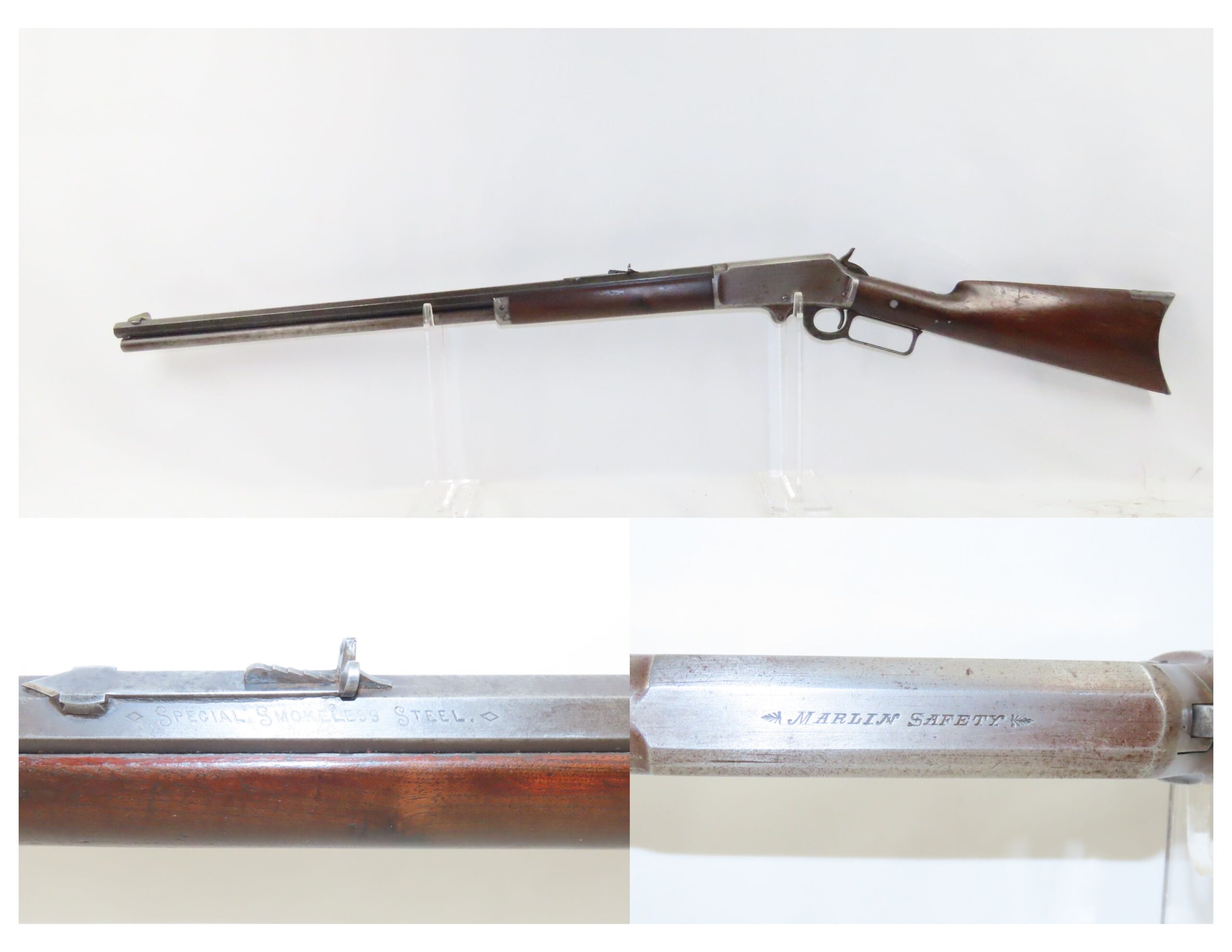 c1901 MARLIN Model 1893 Lever Action Rifle .25-36 Octagonal Barrel C&R ...