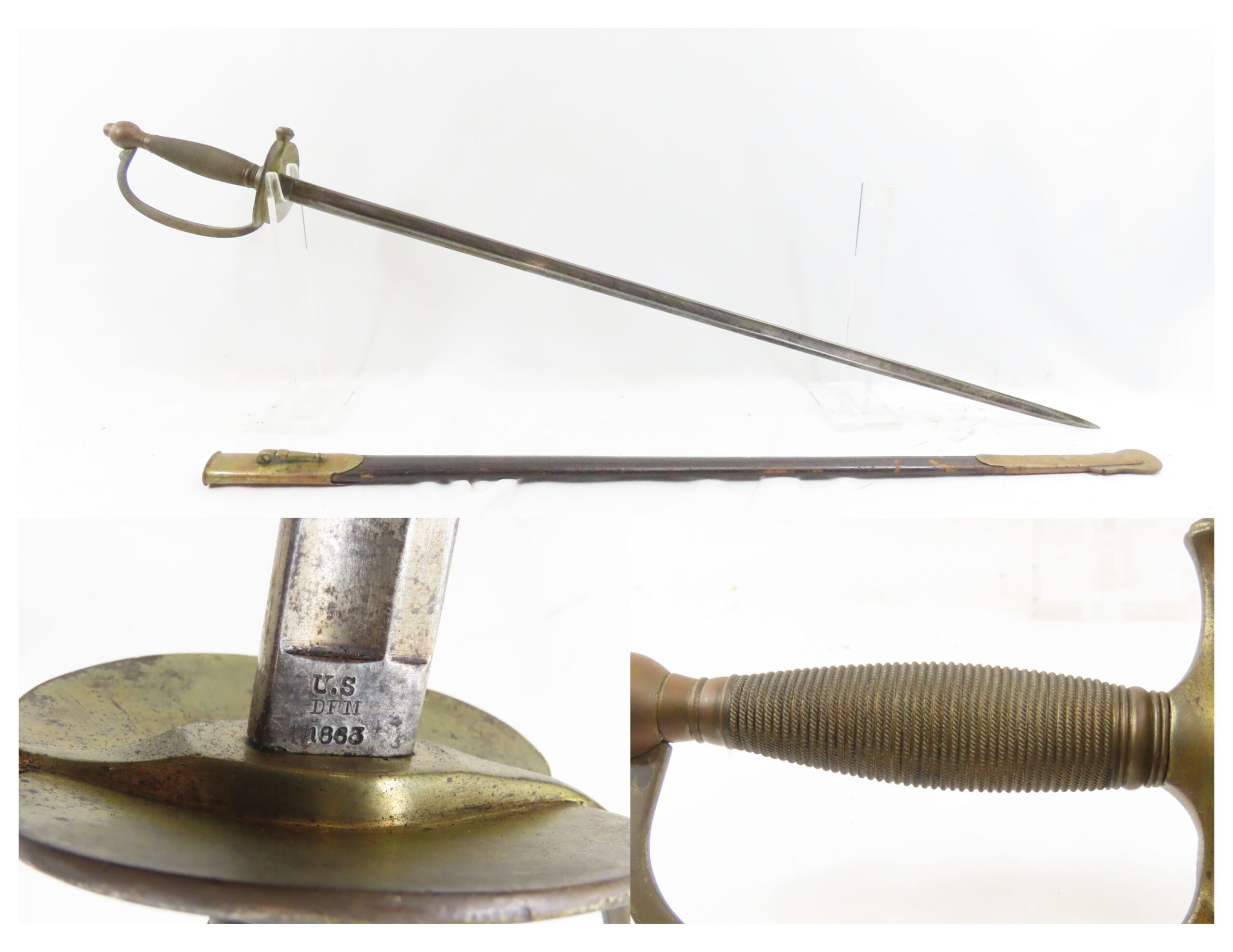 Scarce CIVIL WAR Era Antique EMERSON & SILVER U.S. M1840 NCO Sword ...