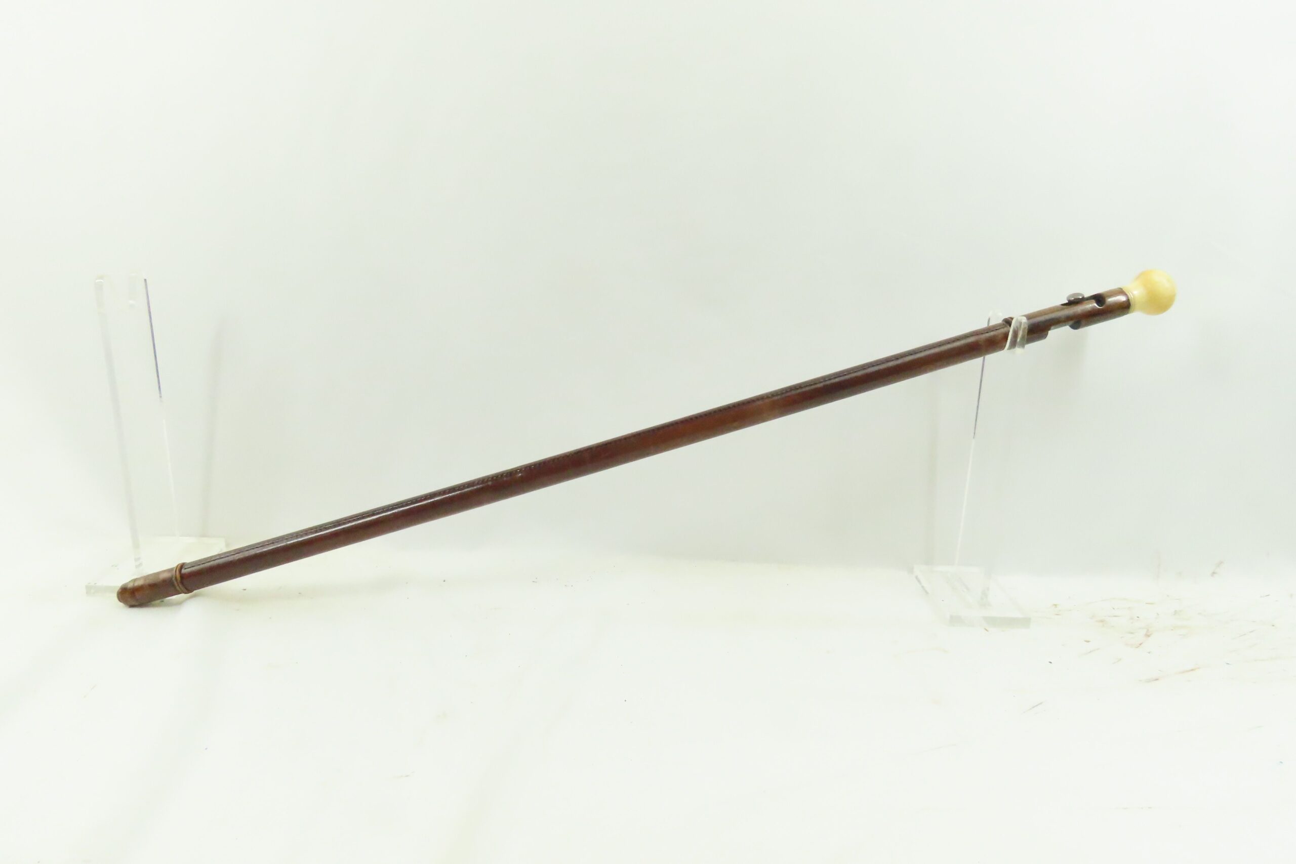 Antique Smoothbore INLINE .62 Percussion CANE GUN w/IVORY POMMEL Wood ...