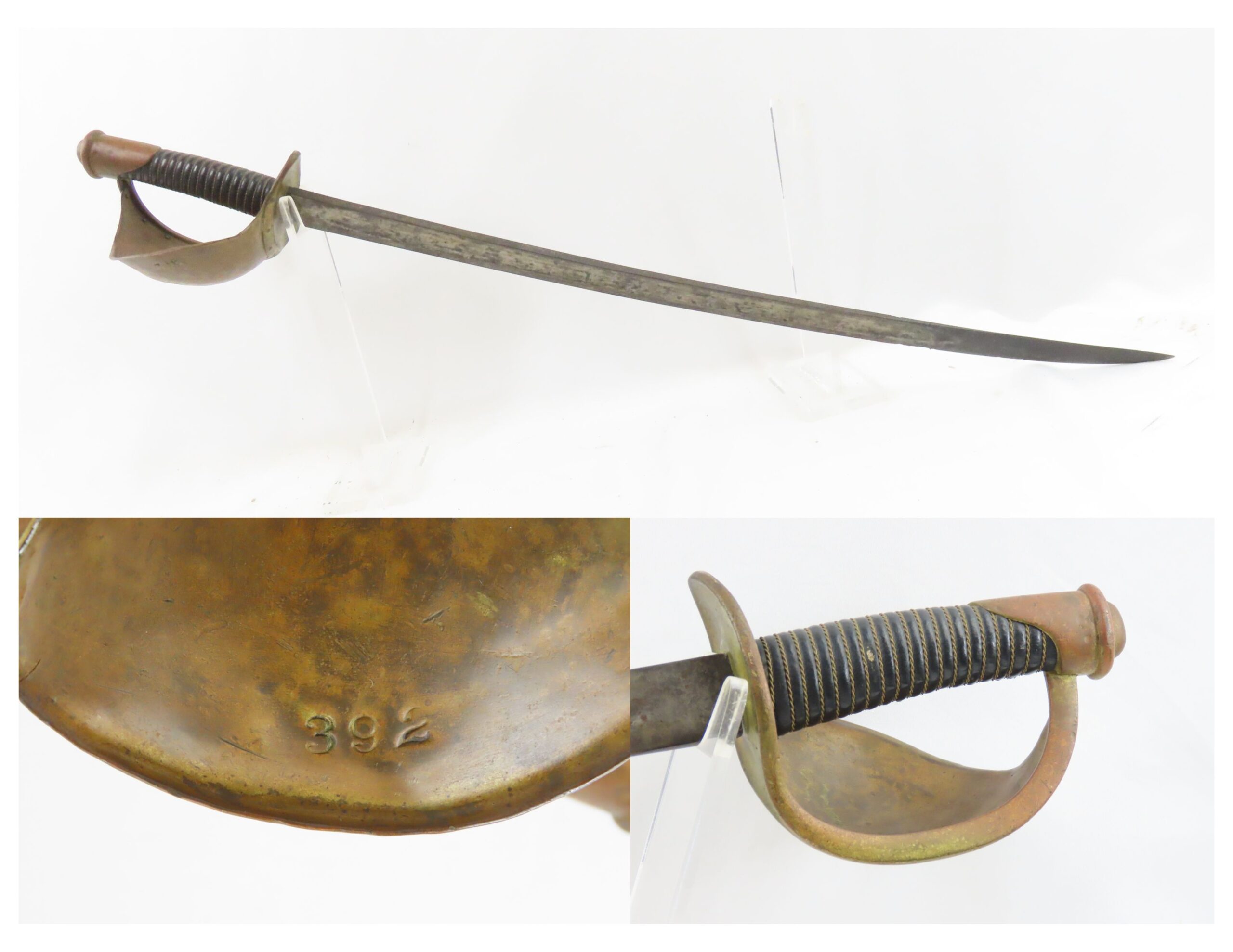 1861 CIVIL WAR Date Antique U.S. Ames M1860 Style NAVY Cutlass LEATHER ...