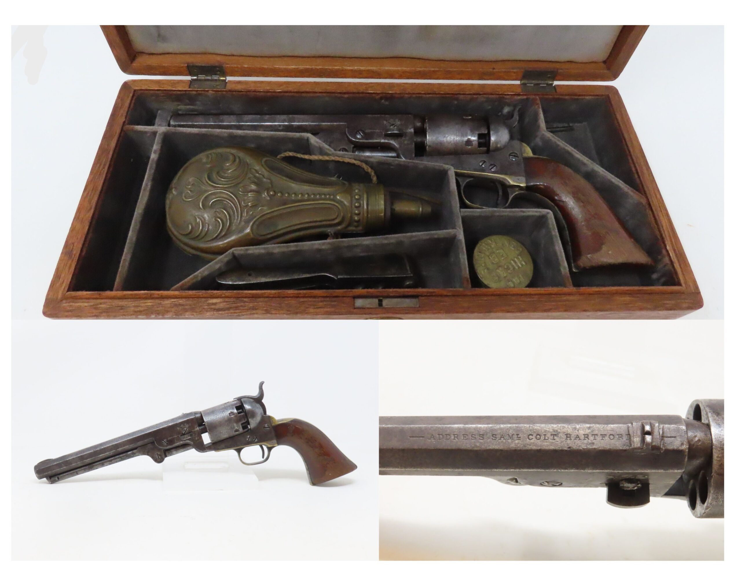 Antique COLT M1851 NAVY .36 Percussion Revolver in Case Civil War Wild West  ANTEBELLUM REVOLVER Made 1857 | Ancestry Guns